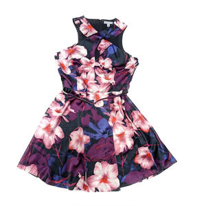 Satin Floral Overall Dress Size 12 Large | Dressbarn DB Established 1962